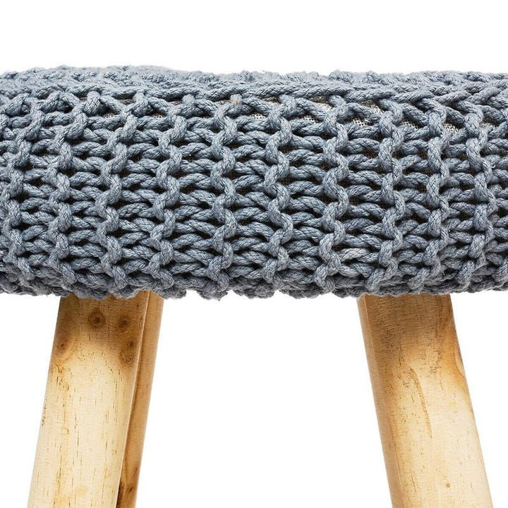 Tabouret en maille avec Pieds en Pin 43 cm - Silumen
