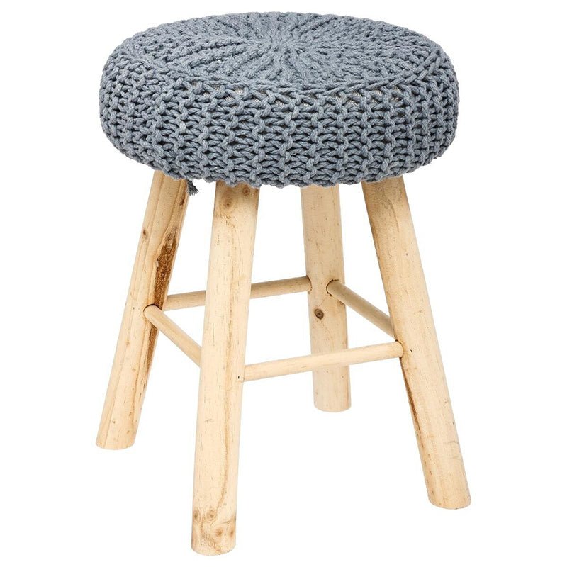 Tabouret en maille avec Pieds en Pin 43 cm - Silumen