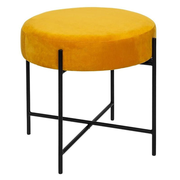 Tabouret Velours Jaune avec Pieds en Fer 45 cm - Silumen