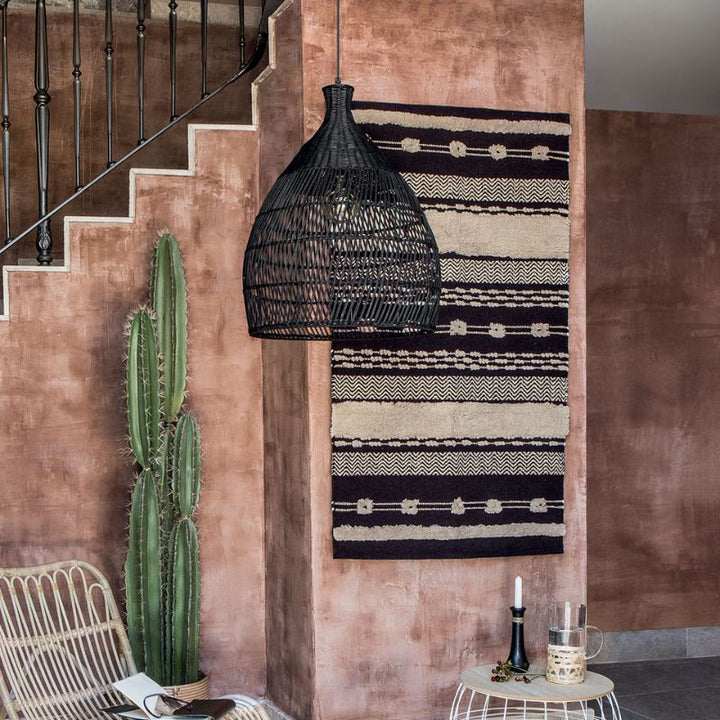 Tapis Coton Rectangle Beige et Noir Ethnique 90x150 cm - Silumen