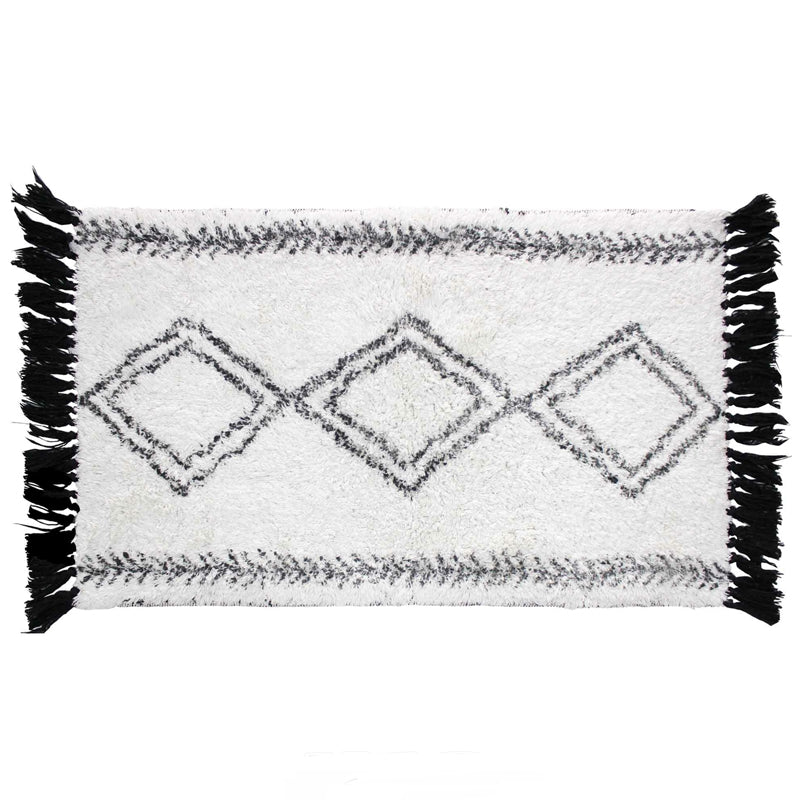 Tapis de Bain Coton 50 x 80 cm Imprimé Blanc - Silumen