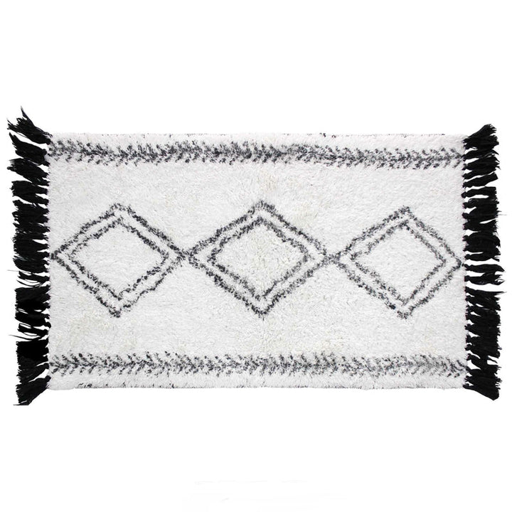Tapis de Bain Coton 50 x 80 cm Imprimé Blanc - Silumen