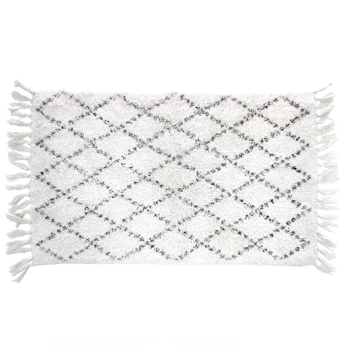 Tapis de Bain Coton 50 x 80 cm Imprimé Blanc - Silumen