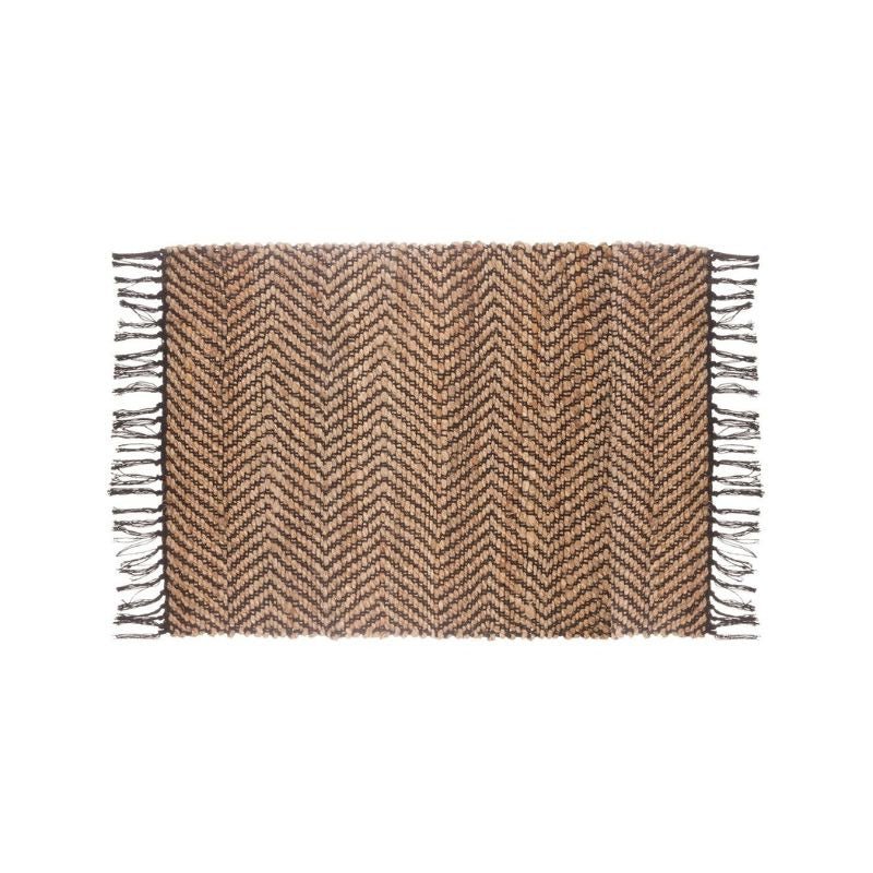 Tapis Jute Éthnique Rectangulaire avec Rayures Zigzag 60x90 cm - Silumen