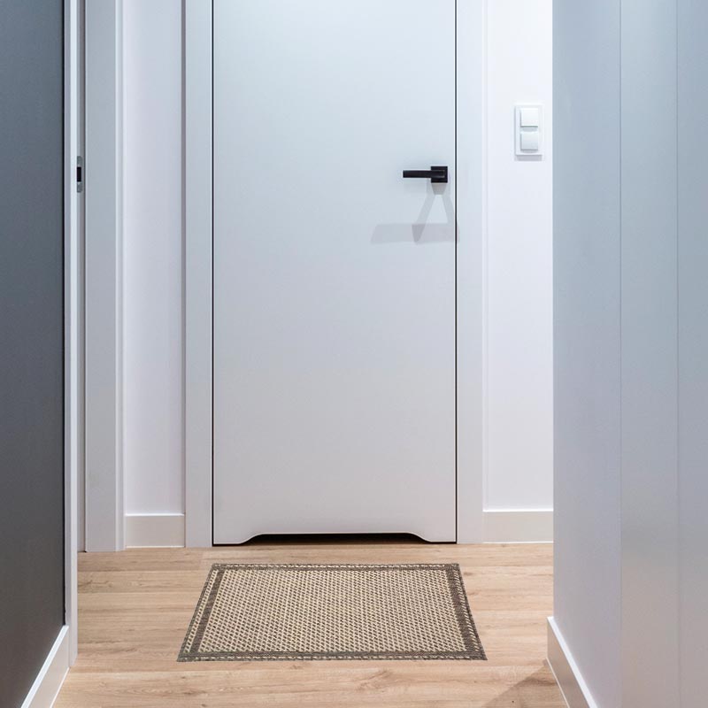Tapis polypropylène motif grille 50x80 cm - Taupe - Silumen