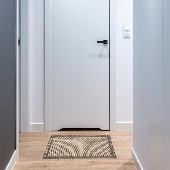 Tapis polypropylène motif grille 50x80 cm - Taupe - Silumen
