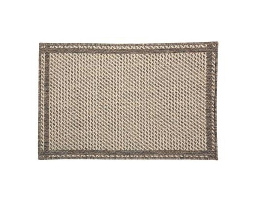 Tapis polypropylène motif grille 50x80 cm - Taupe - Silumen