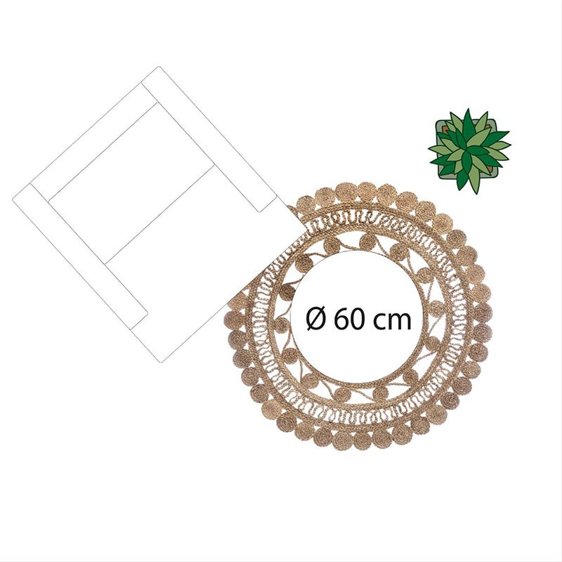 Tapis Rond Jute 120cm Ajouré Naturel - Silumen