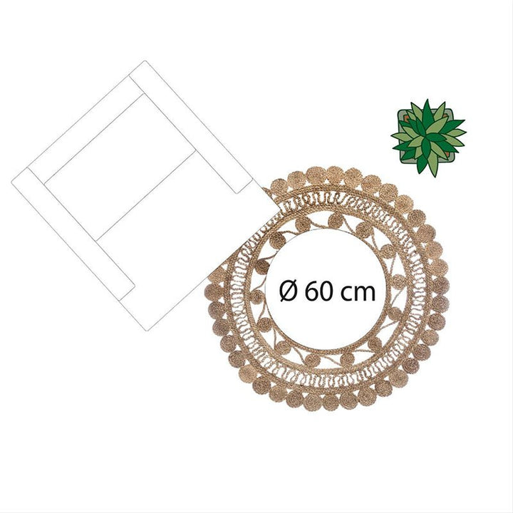 Tapis Rond Jute 120cm Ajouré Naturel - Silumen
