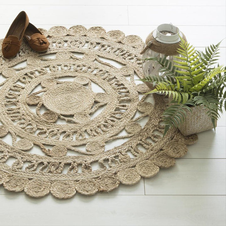 Tapis Rond Jute 120cm Ajouré Naturel - Silumen
