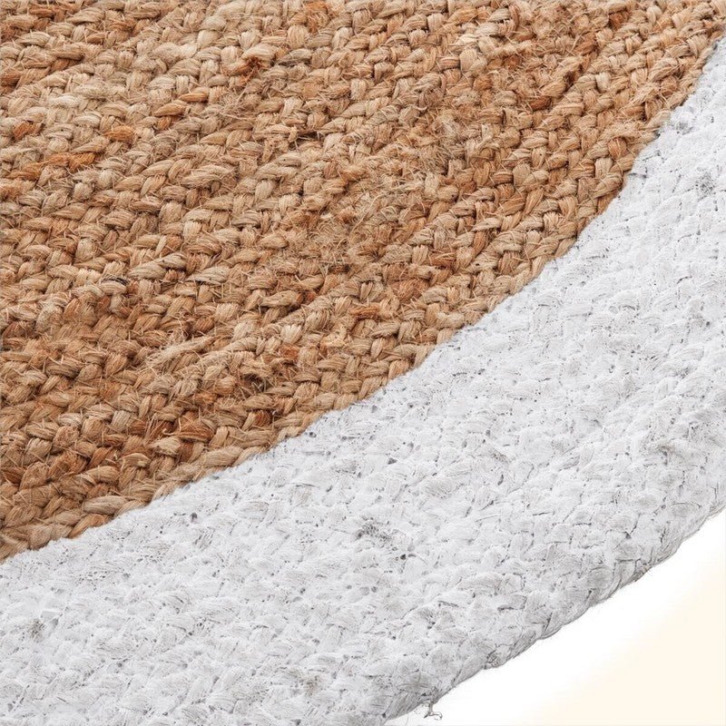 Tapis Rond Jute 120cm Bicolore Naturel Blanc - Silumen