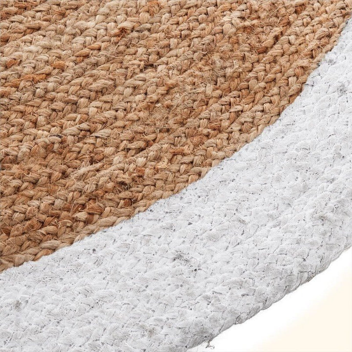 Tapis Rond Jute 120cm Bicolore Naturel Blanc - Silumen