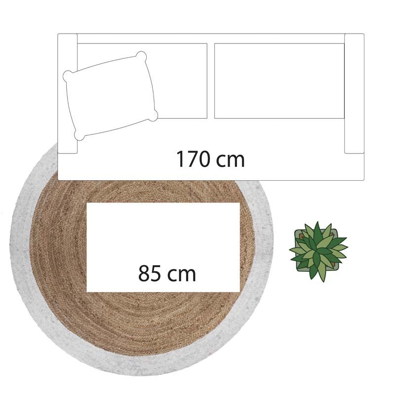 Tapis Rond Jute 120cm Bicolore Naturel Blanc - Silumen