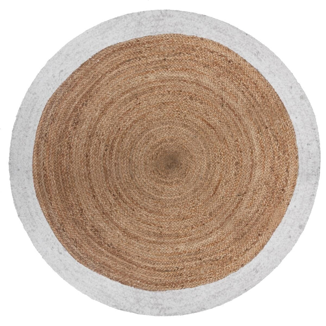 Tapis Rond Jute 120cm Bicolore Naturel Blanc - Silumen