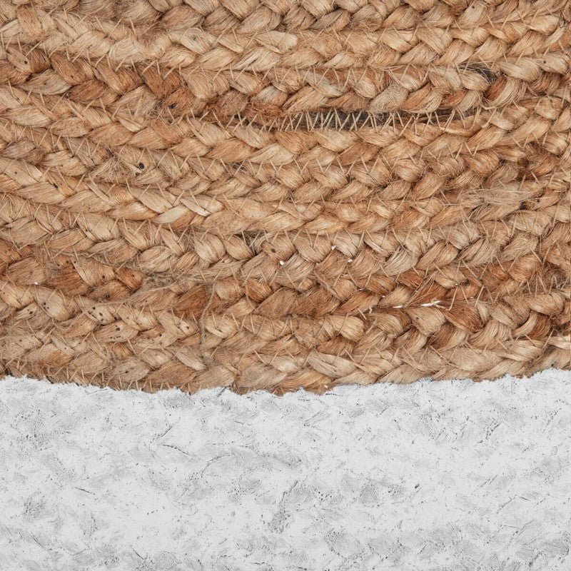 Tapis Rond Jute 120cm Bicolore Naturel Blanc - Silumen