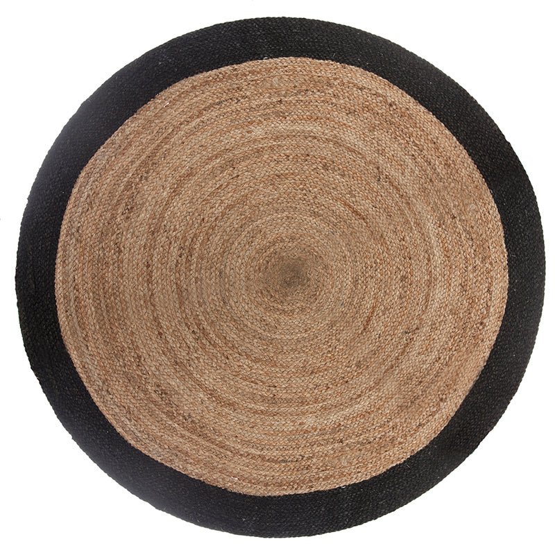 Tapis Rond Jute 120cm Bicolore Naturel Blanc - Silumen