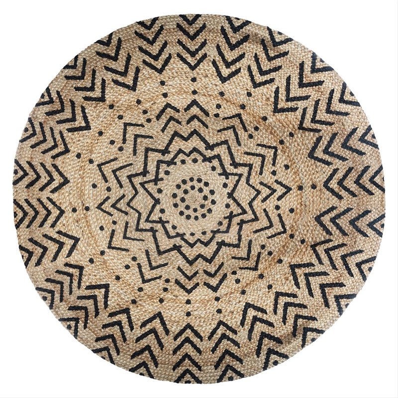 Tapis Rond Jute Naturel 120cm - Motif Imprimee - Silumen