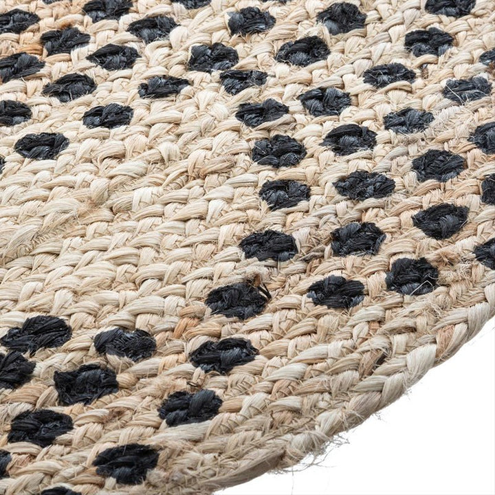 Tapis Rond Jute Naturel 120cm - Motif Imprimee - Silumen