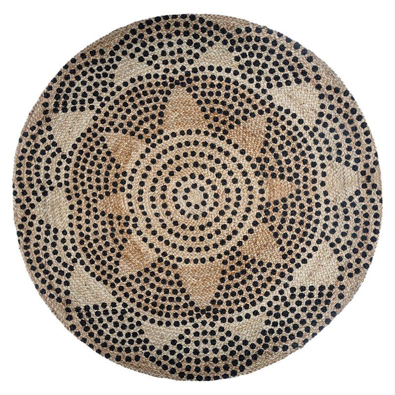 Tapis Rond Jute Naturel 120cm - Motif Imprimee - Silumen