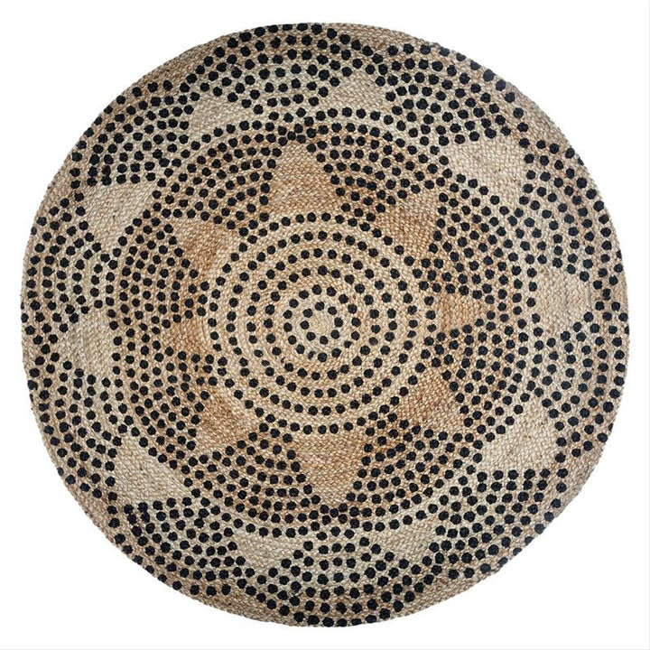 Tapis Rond Jute Naturel 120cm - Motif Imprimee - Silumen