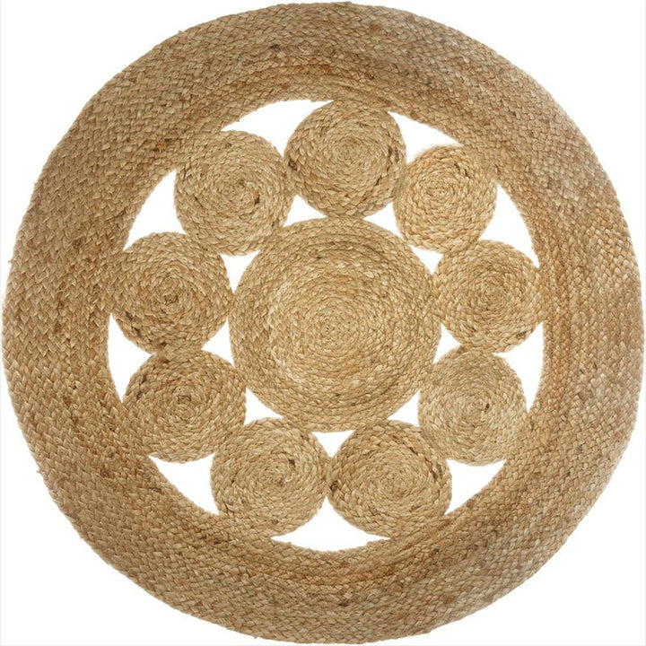 Tapis Rond Jute Naturel Tressé Ajouré 80cm - Silumen
