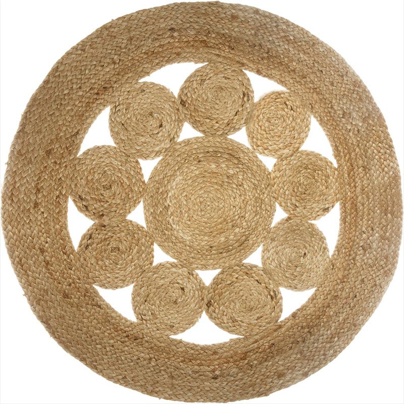 Tapis Rond Jute Naturel Tressé Ajouré 80cm - Silumen