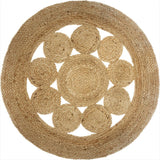Runder, durchbrochener, geflochtener Teppich aus natürlicher Jute, 80 cm