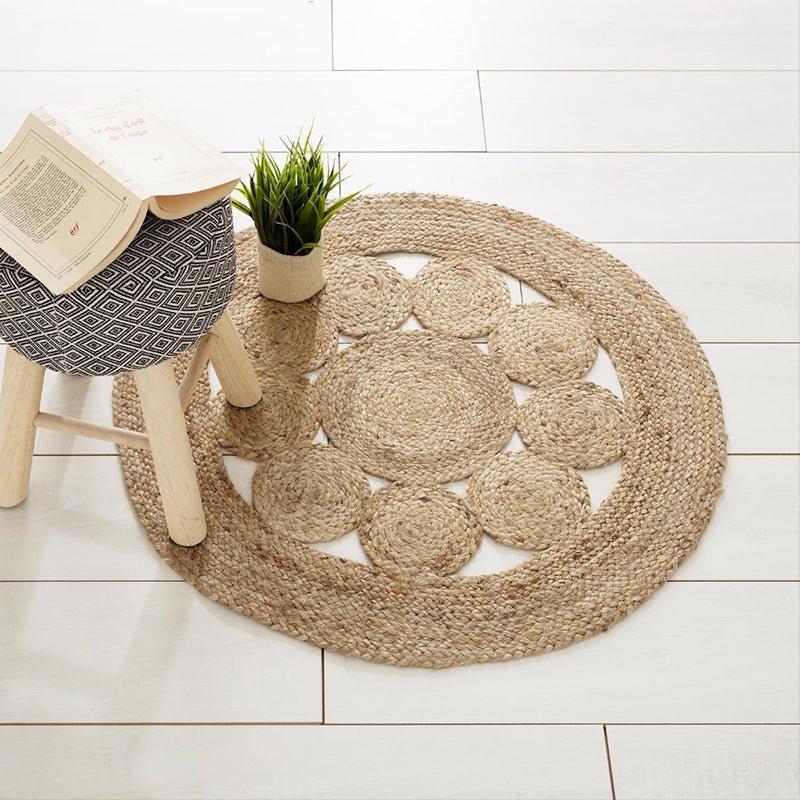 Tapis Rond Jute Naturel Tressé Ajouré 80cm - Silumen