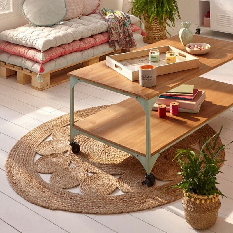 Tapis Rond Jute Naturel Tressé Ajouré 80cm - Silumen