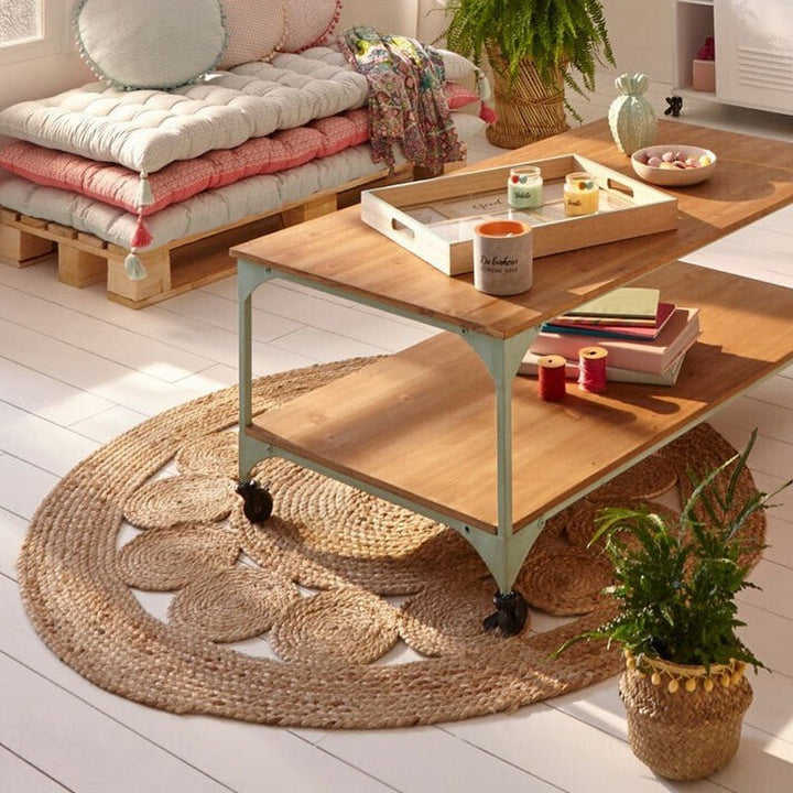 Tapis Rond Jute Naturel Tressé Ajouré 80cm - Silumen