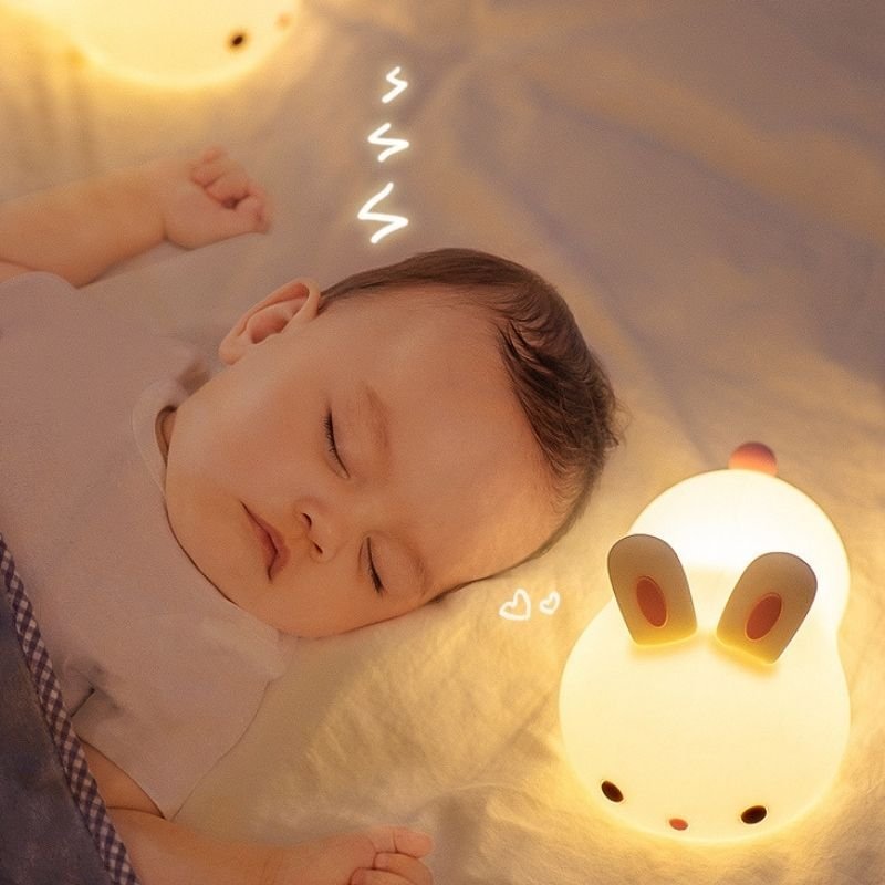 Veilleuse de Nuit Lapin Allongé Tactile en Silicone (avec câble usb) - Silumen