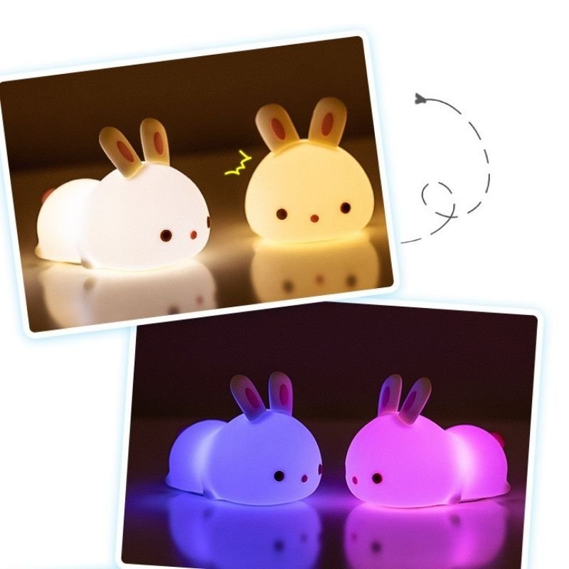 Veilleuse de Nuit Lapin Allongé Tactile en Silicone (avec câble usb) - Silumen