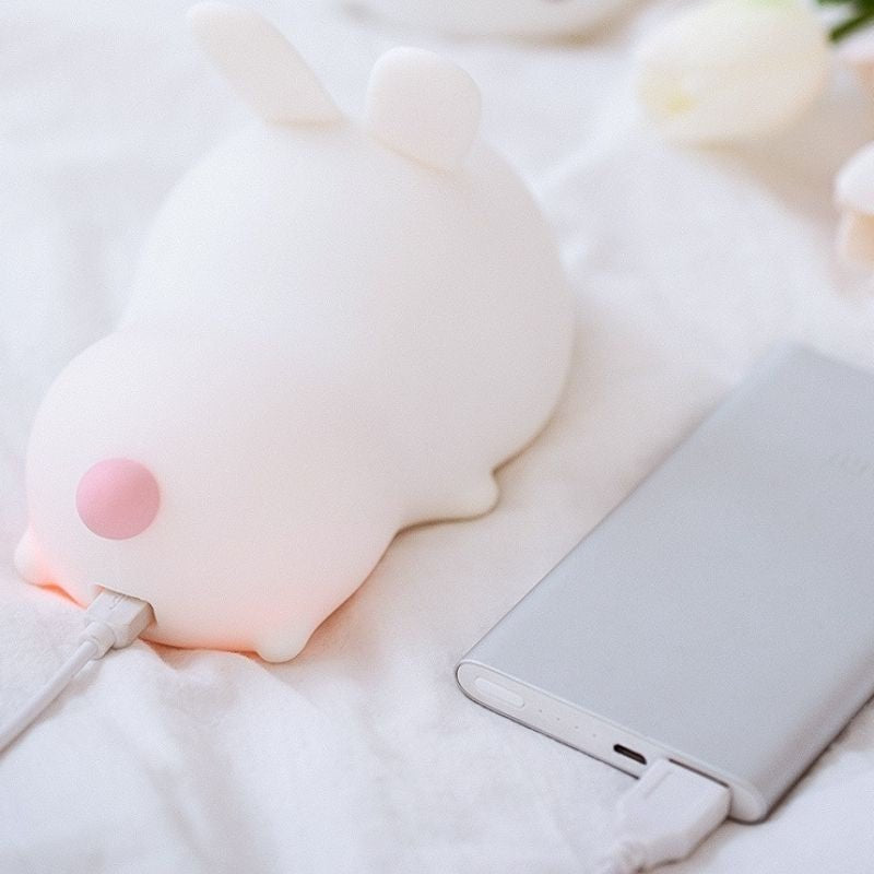 Veilleuse de Nuit Lapin Allongé Tactile en Silicone (avec câble usb) - Silumen