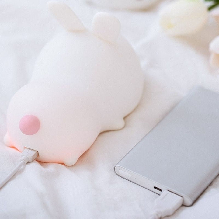 Veilleuse de Nuit Lapin Allongé Tactile en Silicone (avec câble usb) - Silumen