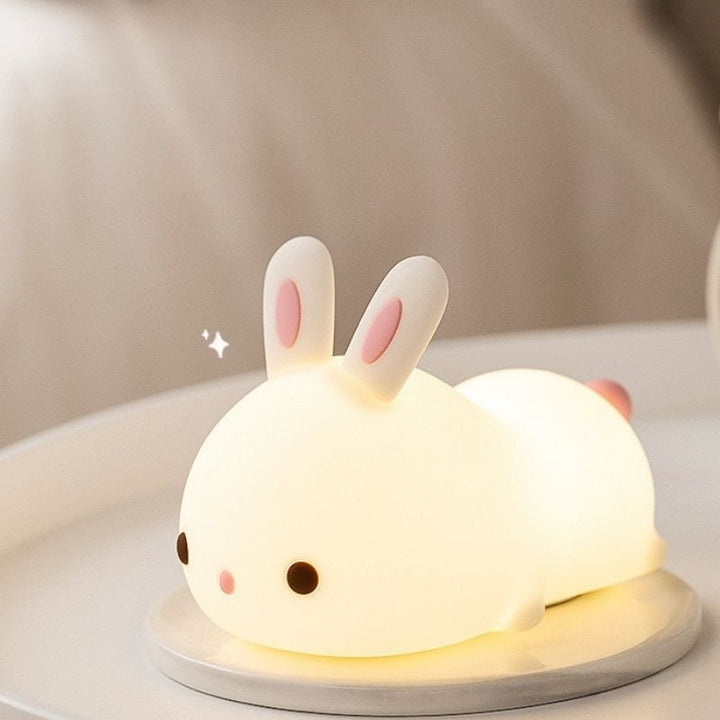 Veilleuse de Nuit Lapin Allongé Tactile en Silicone (avec câble usb) - Silumen
