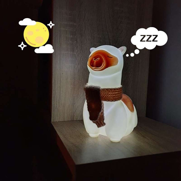 Veilleuse de nuit LED Lama 17cm à Piles Blanc - Silumen