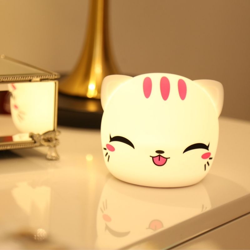 Veilleuse de Nuit Tête de Chat Tactile en Silicone (avec câble usb) - Silumen