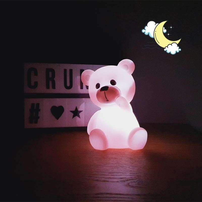 Veilleuse Ourson LED pour enfant 14cm à Piles - Silumen
