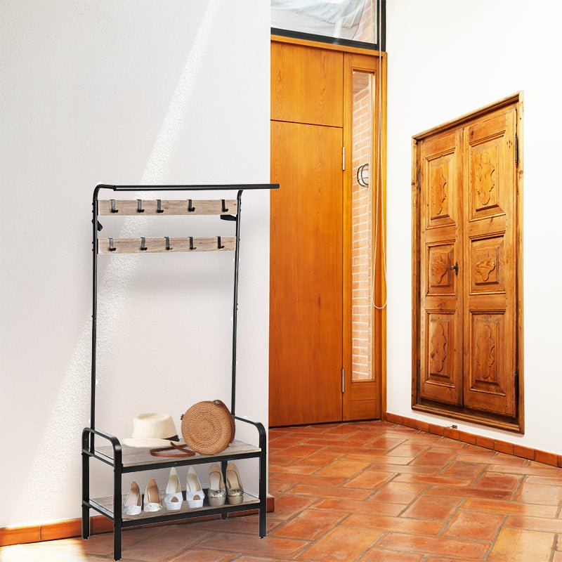 Vestiaire d'Entrée Bois et Métal 74x34x170 cm - Silumen