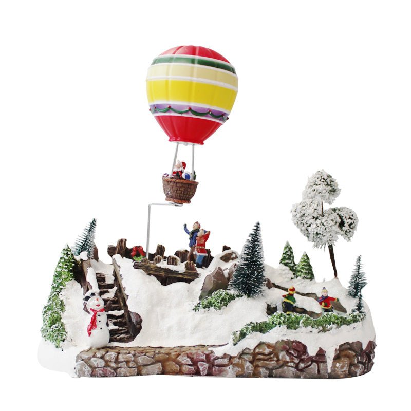 Village de Noël Animé et Musical avec Montgolfière et Patineurs - Silumen