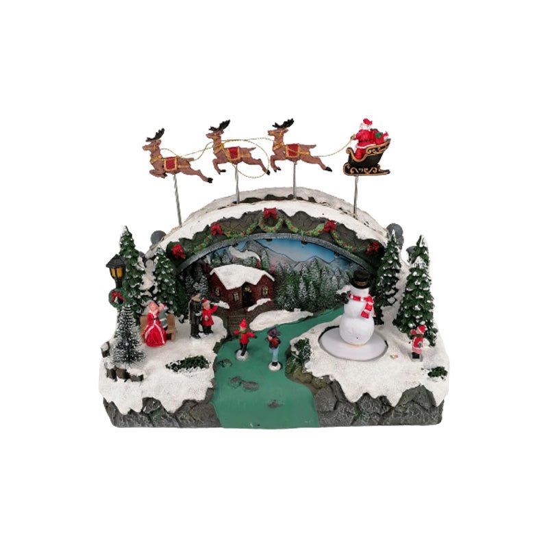 Père Noël avec traîneau et rennes de Noël gonflables avec lumières