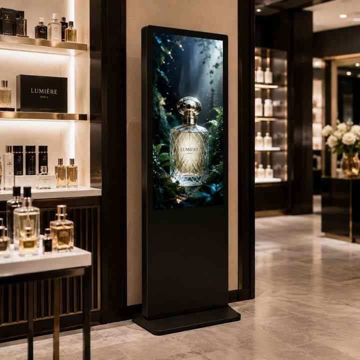 Écran Publicitaire Tactile 43" Totem Affichage Android 2K sur Pied - Commerces et Restaurants