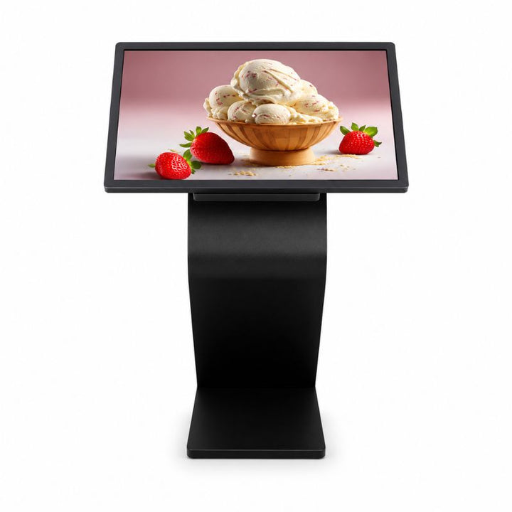 Écran Publicitaire Tactile 43" Horizontal Forme K Android 2K sur Pied - Commerces et Restaurants