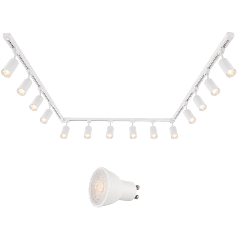 Kit Rail LED Triphasé en U + 14 Spots GU10 Blanc - 800 cm
