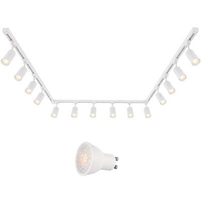 Kit Rail LED Monophasé en U + 14 Spots GU10 Blanc - 800 cm