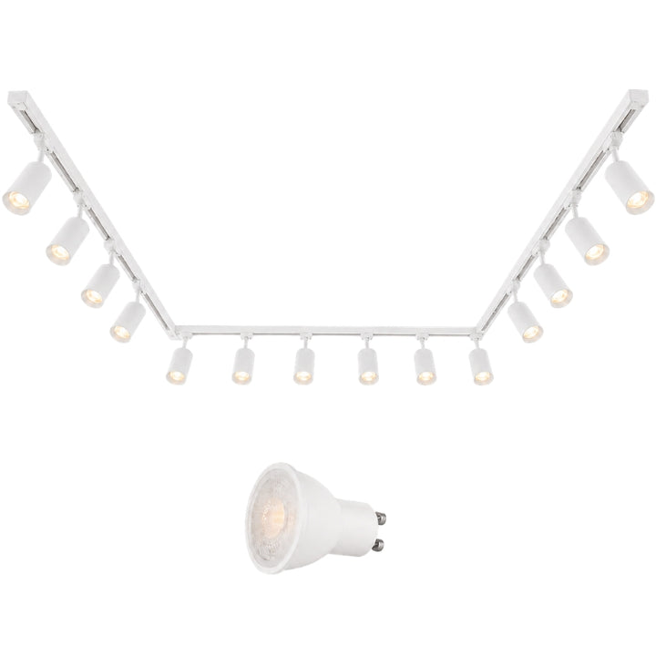 Kit Rail LED Triphasé en U + 14 Spots GU10 Blanc - 800 cm