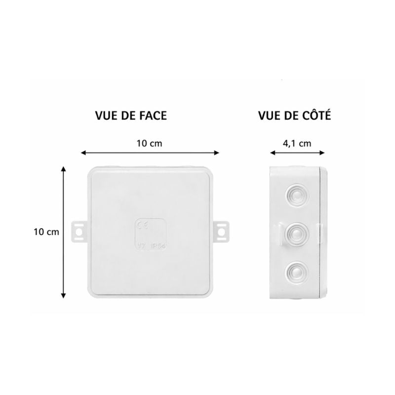 Boite de Dérivation en Saillie 12 Entrées 100x100x41 mm - Blanc