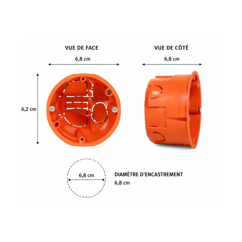 Boîte d'Encastrement pour Cloisons 60mm Profondeur - Rond