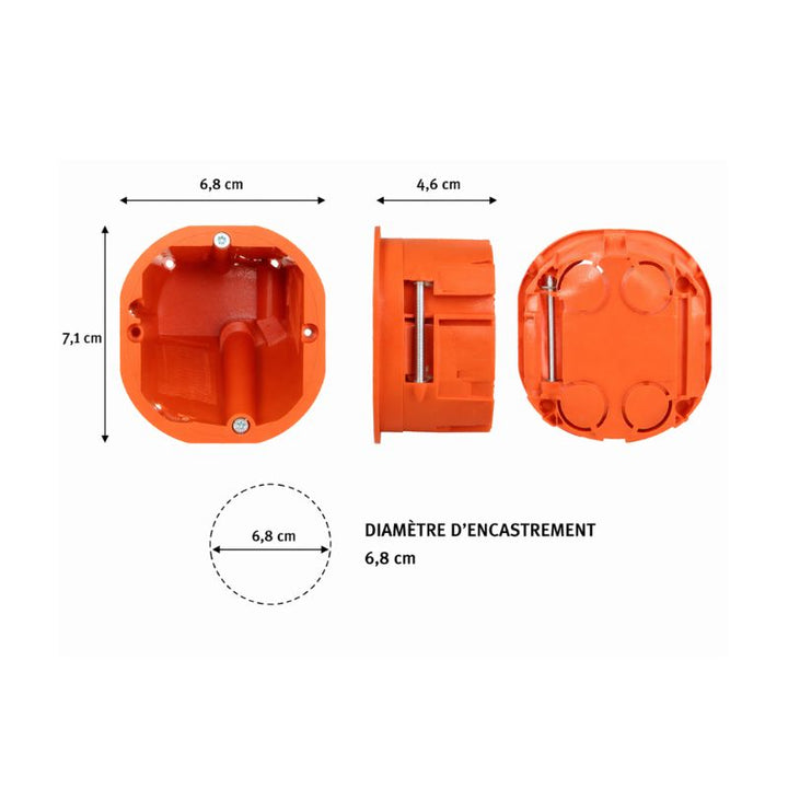 Boîte d'Encastrement pour Cloisons 60mm Profondeur - Octogone
