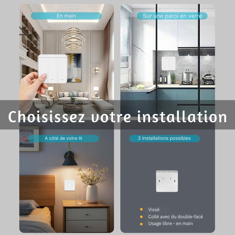 Interrupteur Mural sans Fil Bouton Triple avec 3 Récepteurs 220V 10A